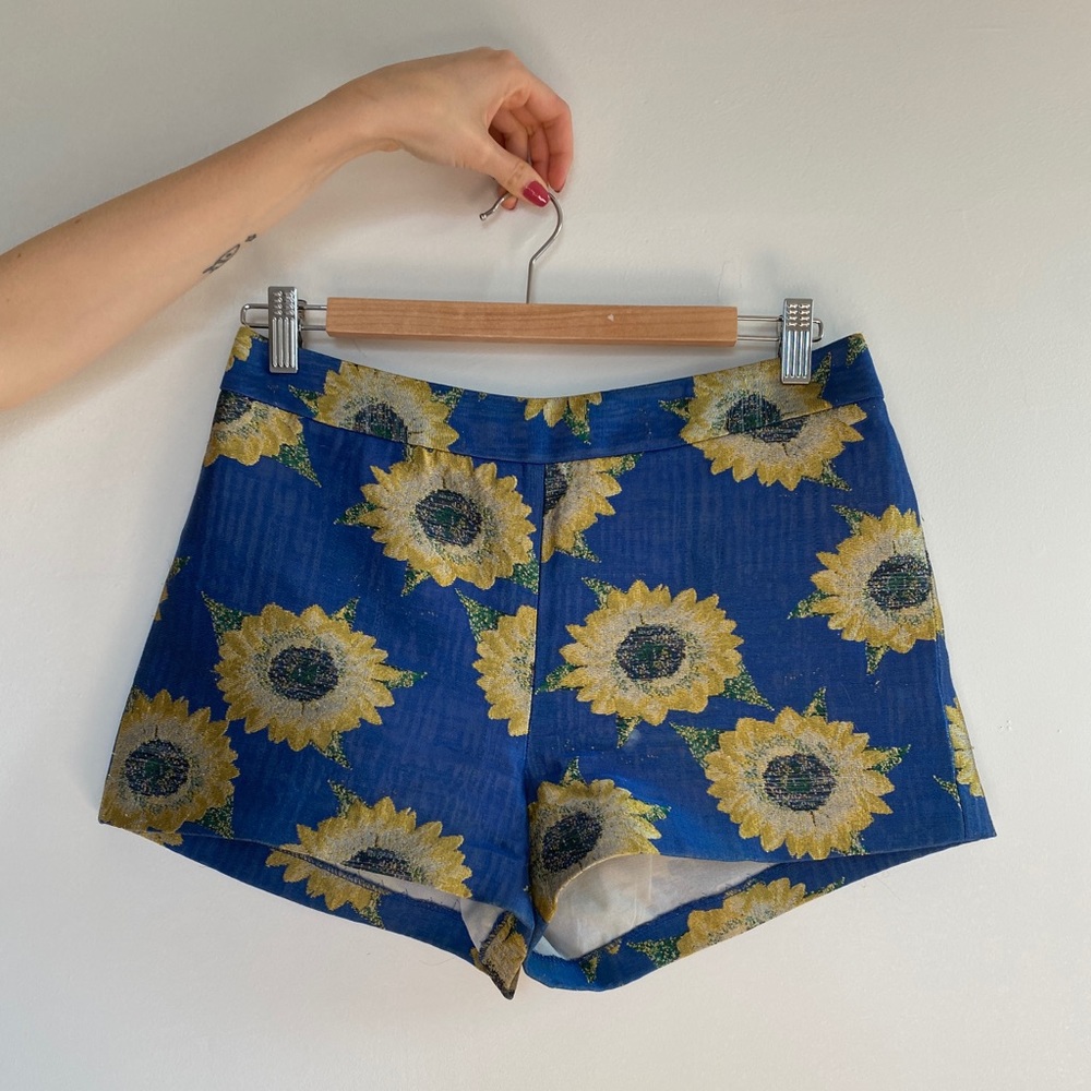 ALICE AND OLIVIA jaquard sunflower print shorts